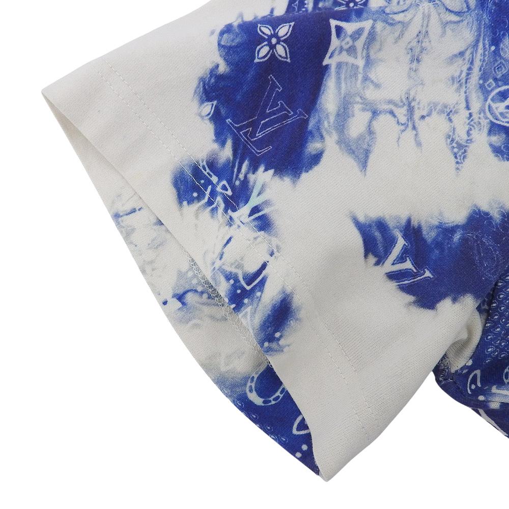 LOUIS VUITTON Men's Cotton Bandana Print T-Shirt, Blue and White, Size XS, 22 Stainless Steel tops XS Blue / WhiteUsed