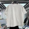 2026 Summer Heavy Fabric Cotton Oversized T Shirt Unisex Unisex Casual Solid Color Light Gray Tee Tops Patchwork Edge Tshirt