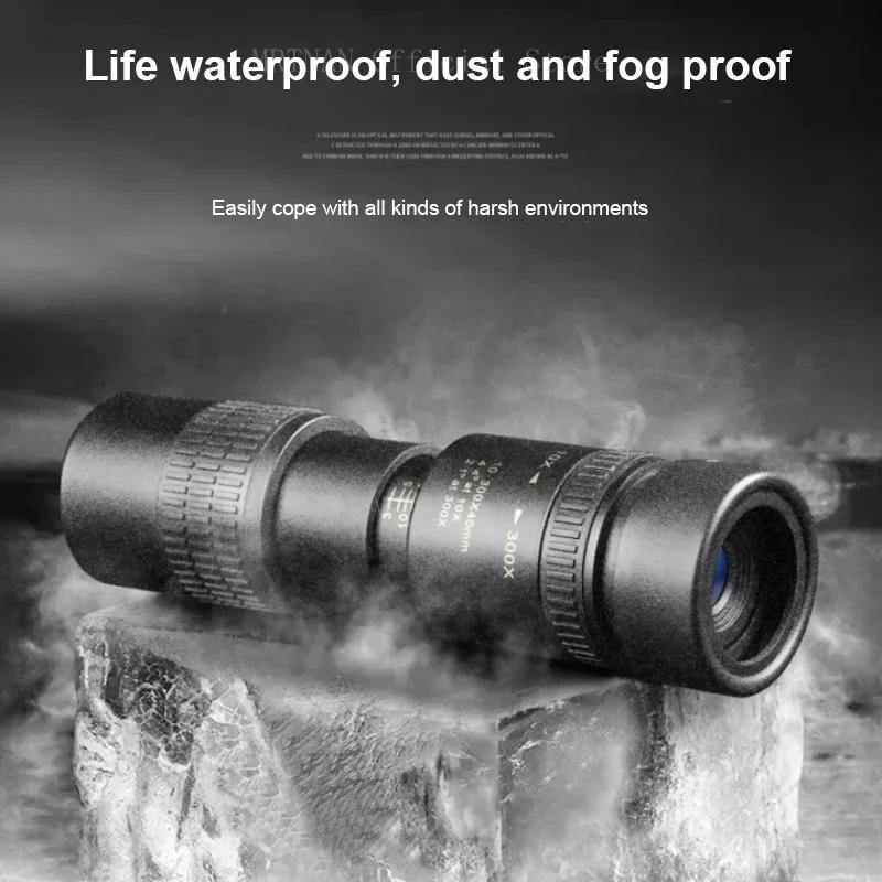 Metal 10-300x40 Zoom HD Powerful Binoculars Long Range Portable High Quality Professional Telescope Monocular for Hunting