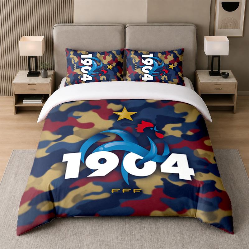 3Pcs Bedding SetFrance Football Soft Bed Sheet and Two Pillowcases Home Bedroom Decor