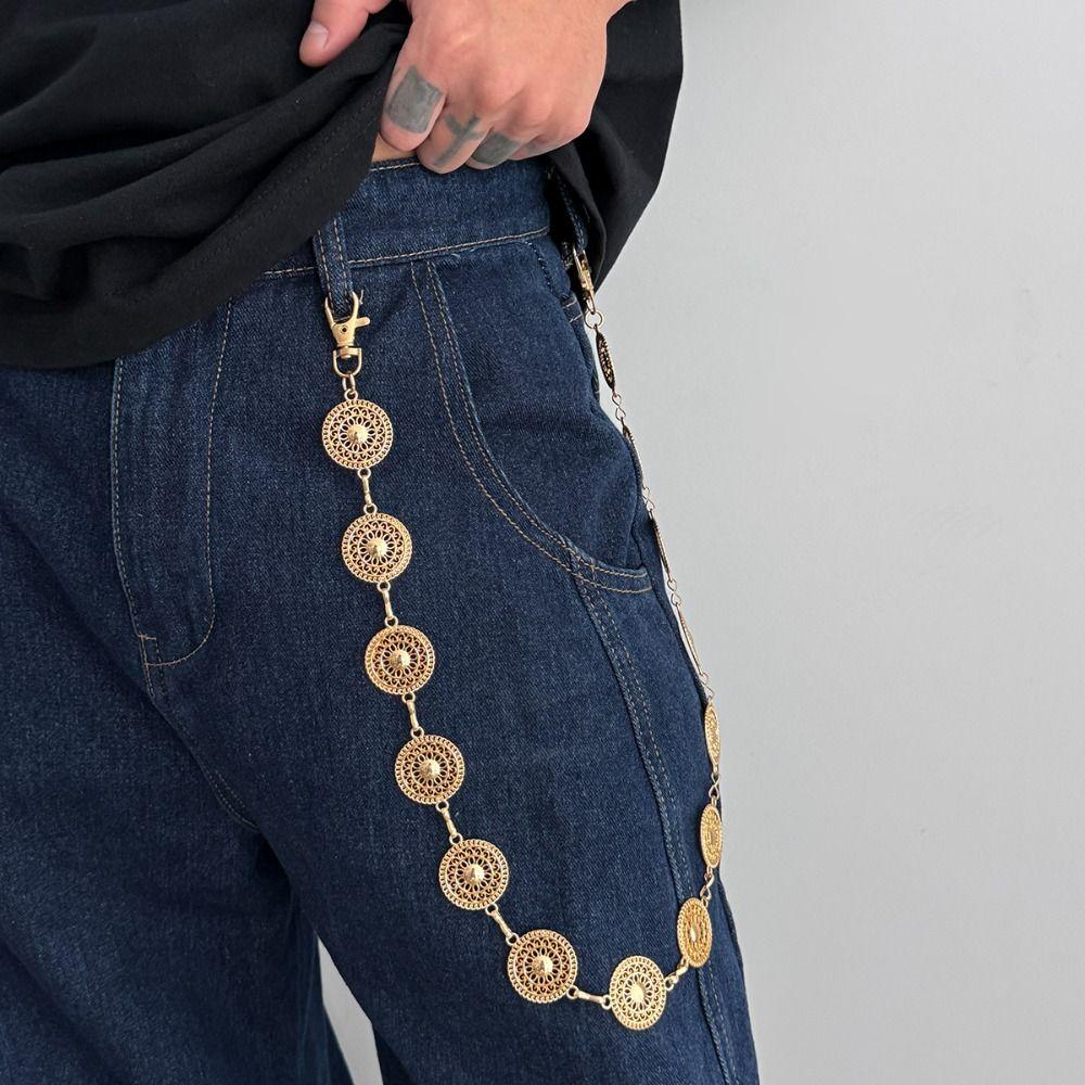 Jeans Chain Round Disk Waist Chain Zinc Zinc Zinc Alloy Pants Chain Personality Punk Belt Chain  Female
