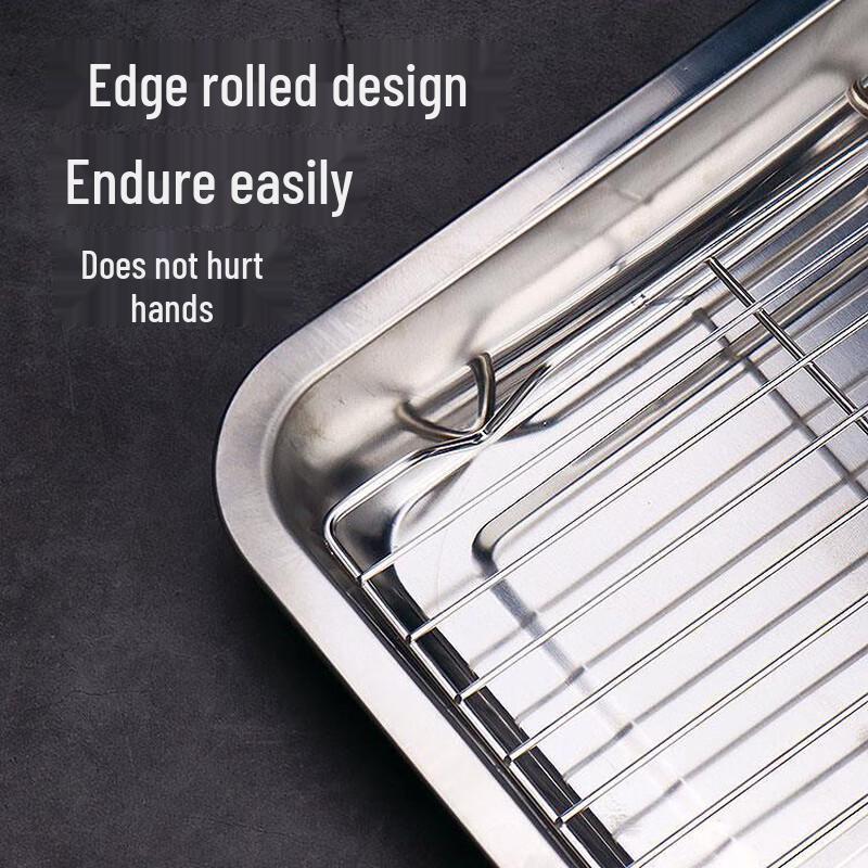 Ruhan Commercial Stainless Steel Rectangular Pan with Draining Rack