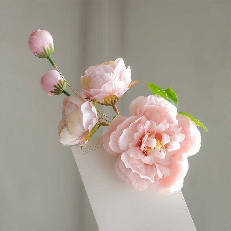 Vintage Seidenpfingstrosen Haarspange, Elegantes Hanfu Kopfschmuck-Accessoire