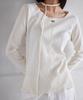 Leondeondada Pleated Pendant Boat Neck T-Shirt, Ivory