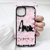 Amore-Love Italian Romantic Pink Lettering Phone Case for IPhone 16 12 13 Mini 11 17 14 15 Pro Max XR 7 8 Plus Shockproof Cover