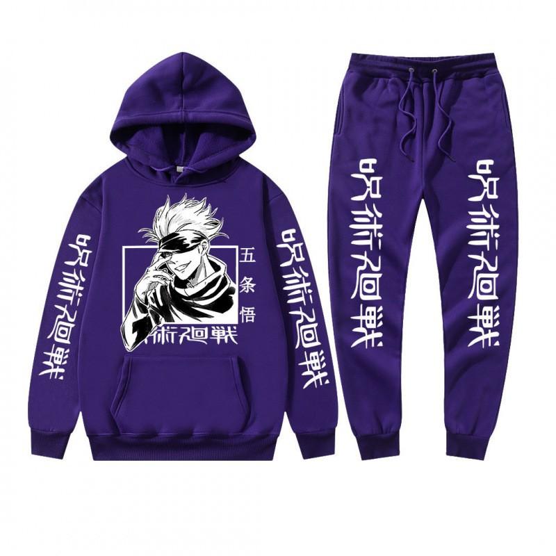Completo felpa con cappuccio invernale da uomo con stampa Gojo Satoru di Jujutsu Kaisen Tuta casual spessa streetwear