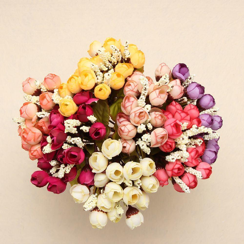 15 Heads Artificial Dried Small Rose Silk Bouquet Wedding Flower Party Decors