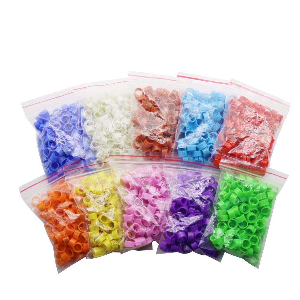 1000 Pcs Pet Supplies Bird Clip Ring 8mm Plastic Digital Markup Parrot Pigeons 10 Colors Marking Ring No.1-100