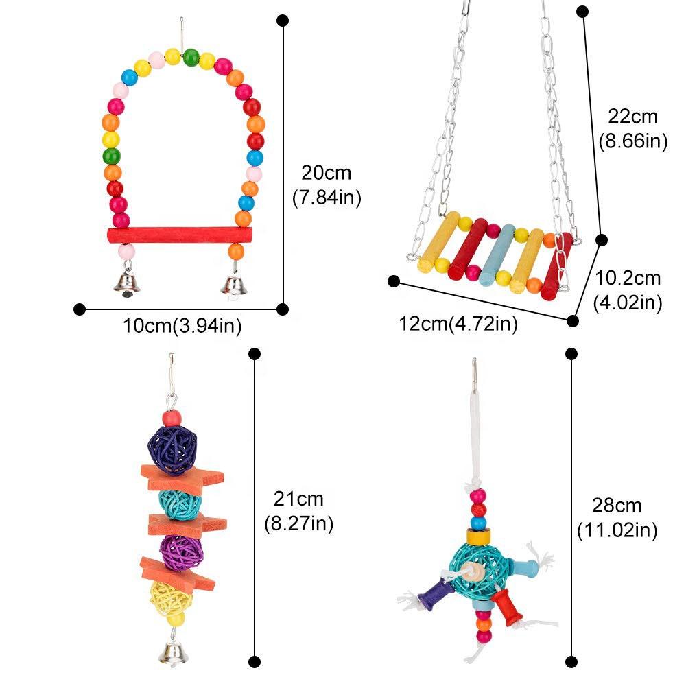 Parrot Toys Bird Swing Hanging Toy Cage Toys Hammock Bell Swing Ladder Perch Chewing  for Parakeets
