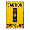 Vintage Metal Sign Traffic Light Garage Wall Decor 30x20cm
