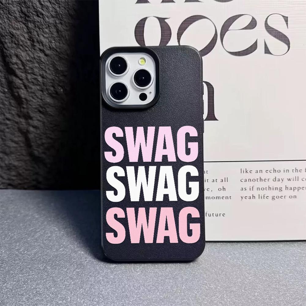 

Модный Чехол для телефона SWAG с буквой и узором из личи кожи Для Samsung S26 S25 S24 S23 S22 S21 S20 S10 Plus FE Ultra 4G 5G Ударопрочный Samsung S26 Ultra 5G