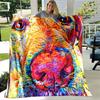 Cute Dog Painting Flannel Throw Blanket Colourful Dog Art Pattern Blanket for Bed Sofa Couch Super Soft Lightweight King Size