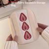 (YOUU06)Cute Embroidered Strawberry Pencil Case Stationery Pen Box Multi Functional Large Capacity Makeup Bag Storage Bag