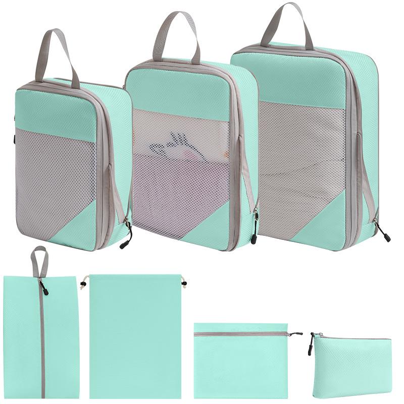 7-Piece Travel Compression Organizer Set for Clothes, Shoes, and Cosmetics