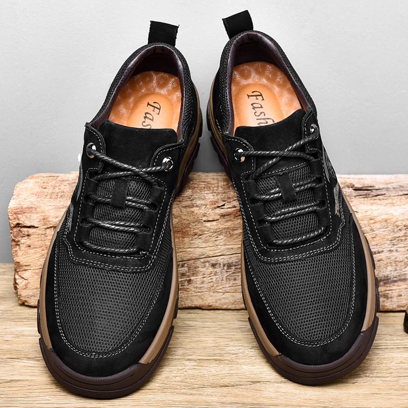 New Outdoor Men Hiking Shoes Tourist Trekking Sneakers Mountain Climbing Walking Shoes Man Genuine Leather Non-Slip Casual Shoes