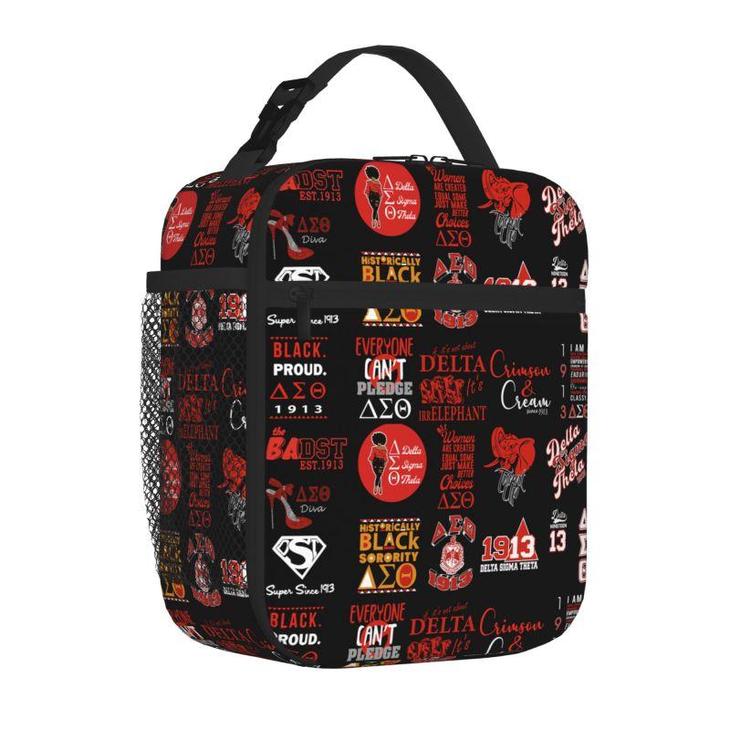 

Custom Delta Sigma Theta Sorority Gift Lunch Bag for Women Reusable Oxford Bento Bag Portable Thermal Lunch Box for Work Picnic
