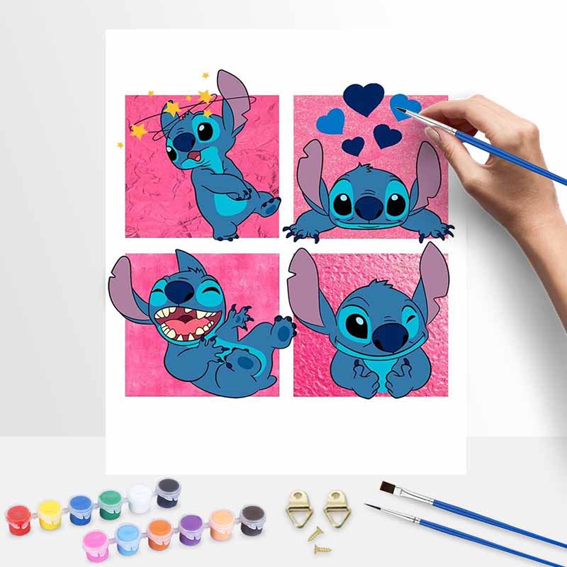 Disney Stitch Oil Paint Digital Painting Art Kit Handmade DIY Painting Kit Home Decor 20x30cm