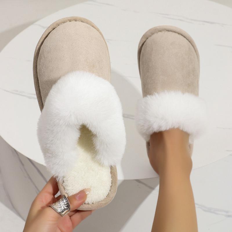 Cross-border Wholesale Fluffy Slippers Women's Autumn and Winter Warm Thick-bottomed Plush Slippers Home Indoor Cotton Slippers Men