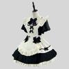 Robe Lolita française douce et mignonne, robe Lolita souple à taille basse, tablier à manches volantes, jupe de soubrette élégante