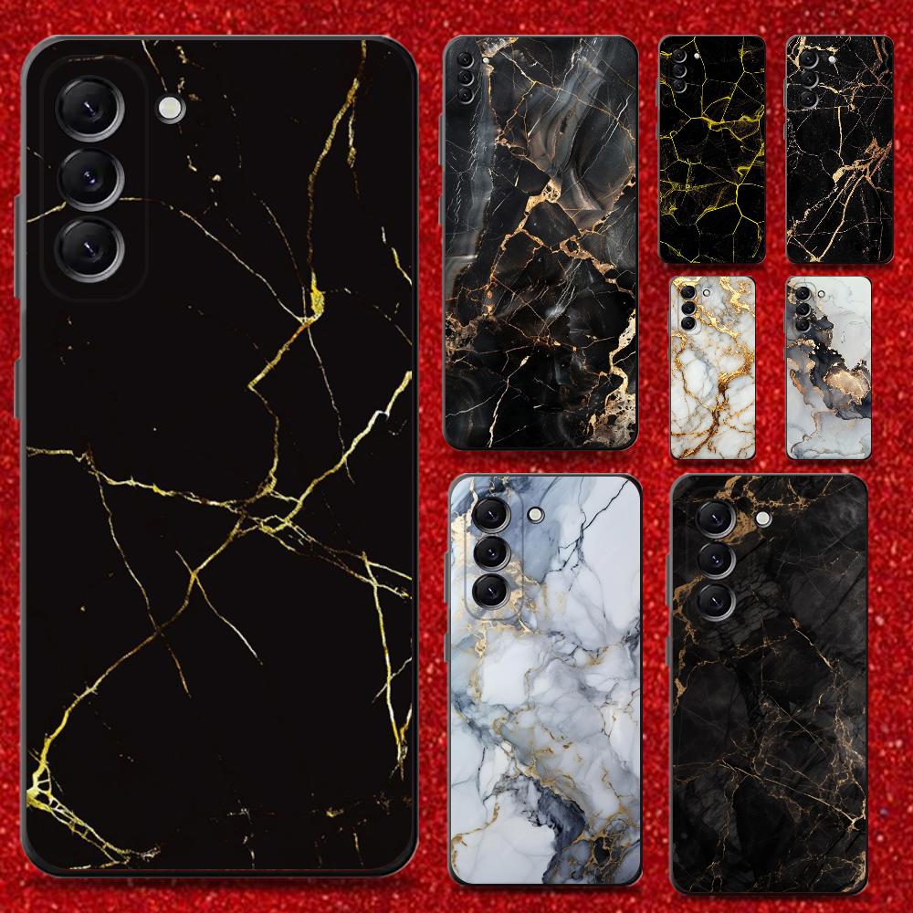 Black Gold Marble Pattern Phone Case For Samsung Galaxy A13,A21s,A22,A31,A32,A52,A53,A71,A80,A91 Soft Black Cover