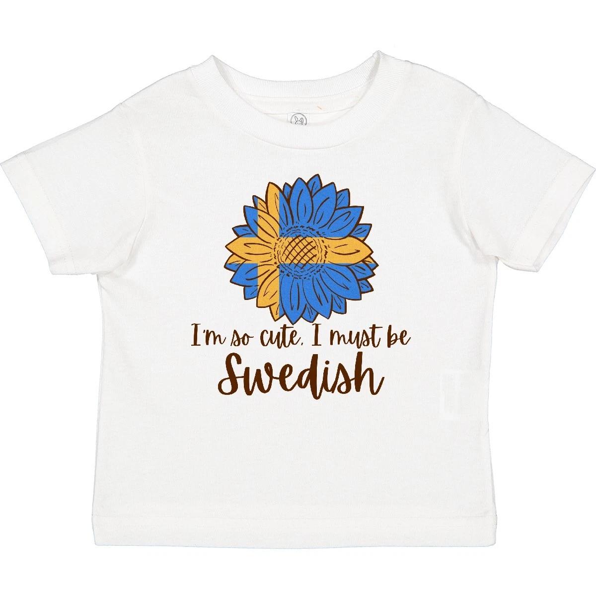 Inktastic I m So Cute, I Must Be Swedish Sunflower Baby T-Shirt Flags Flowers 150