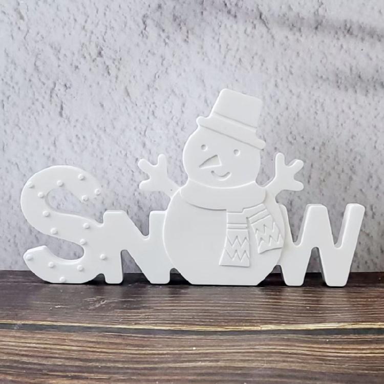 Creative Snowman Snow Letter Sign Silicone Mold For Handmade Cement Plasters Figurine Holiday Gift Home Decors Projects