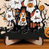 Halloween Ghost Family Sign Wooden Ghost Picture Frame Tabletop Decoration for Halloween Farmhouse Shelf Desktop Home Decor