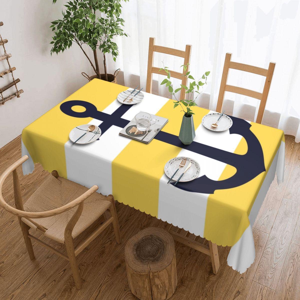 Nautisch Blauwe Ankers Met Strepen Rechthoekig Tafelkleed Waterdicht Tafelkleed Zeilende Zeeman Tafelhoezen 137x183cm