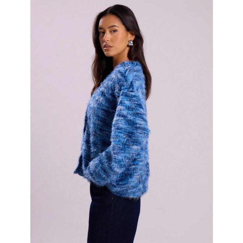 DAFIFY Women's Fashion Casual Fall Winter Colour Block Print Long Sleeve V-Neck Sweaters