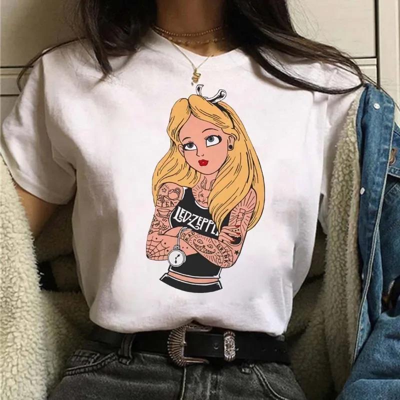 Punk Princess Printed Tshirt Cute Pattern Tee Mermaid Ariel Kawaii Girls TShirt Summer Womens Tops Harajuku T Shirt S