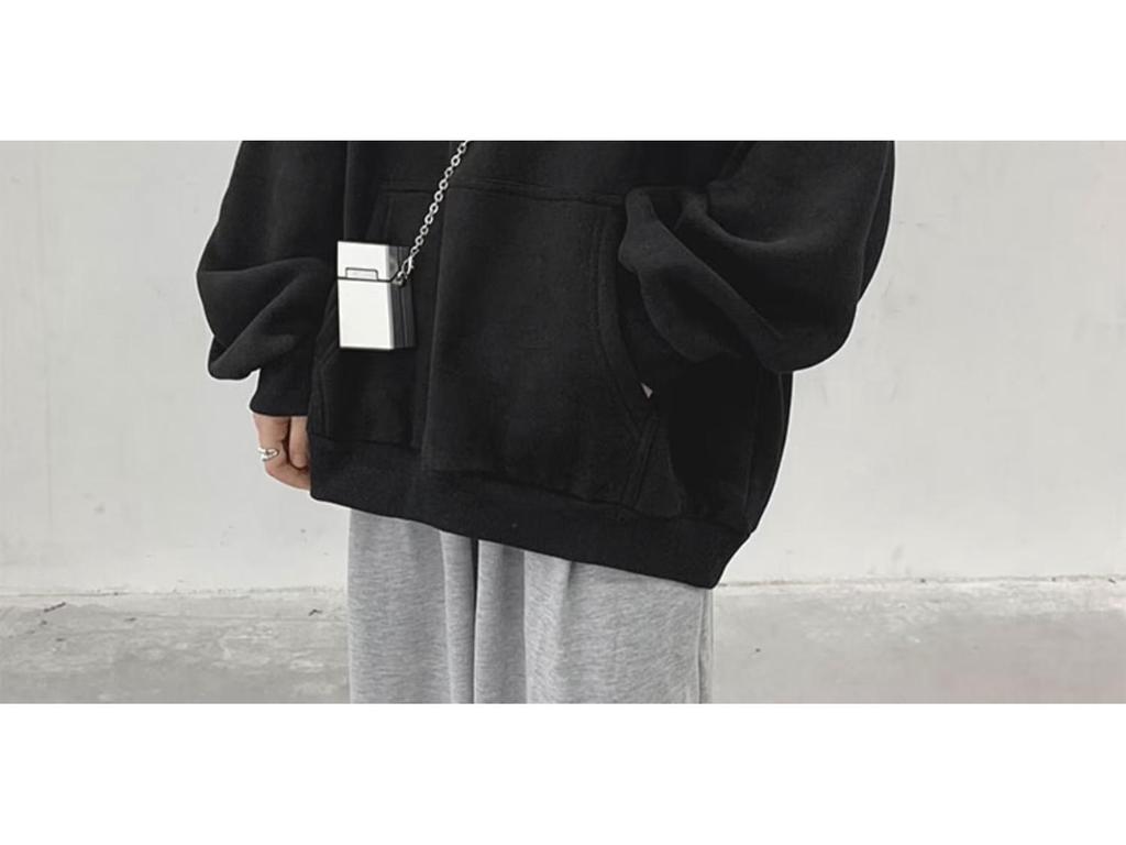Erkek Geniş Kesim Düz Renk Kapüşonlu Sweatshirt - Trend Kore Tarzı Günlük Sonbahar Ceket