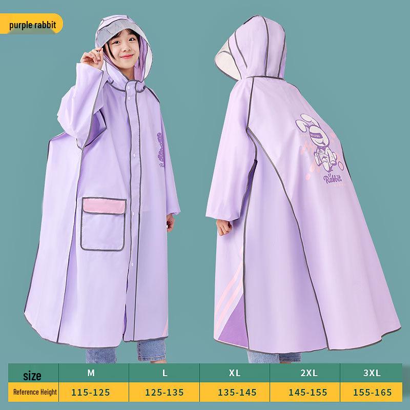 Children's Cartoon Raincoat with Backpack Slot - Large, Full-Body for Primary Students