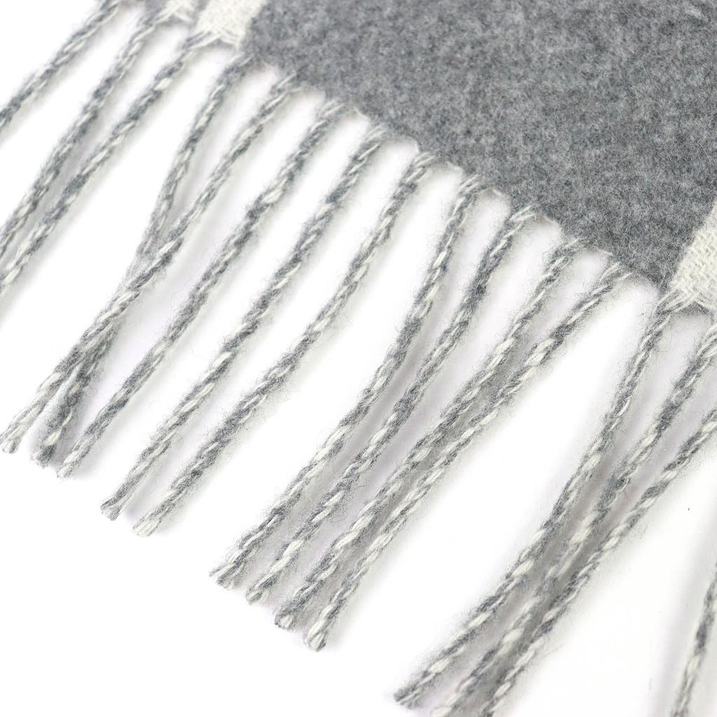 Pristine HERMES Scarf Bande de Repo Two-tone fringe long dress gray cashmere Used
