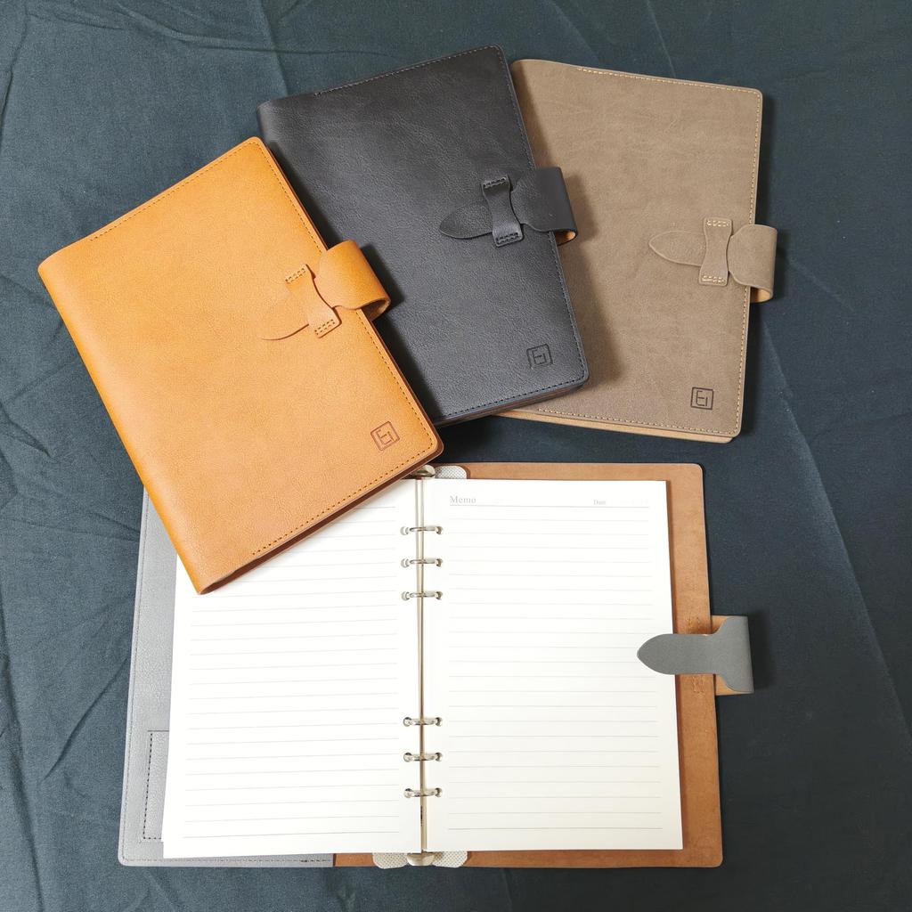 Eishindo A5 System Genuine Replaceable Business Modern Design (EI) Planner, Leather, Handmade, 6-Hole, Refills, Planner, Loose-Leaf Notebook, (Brown)