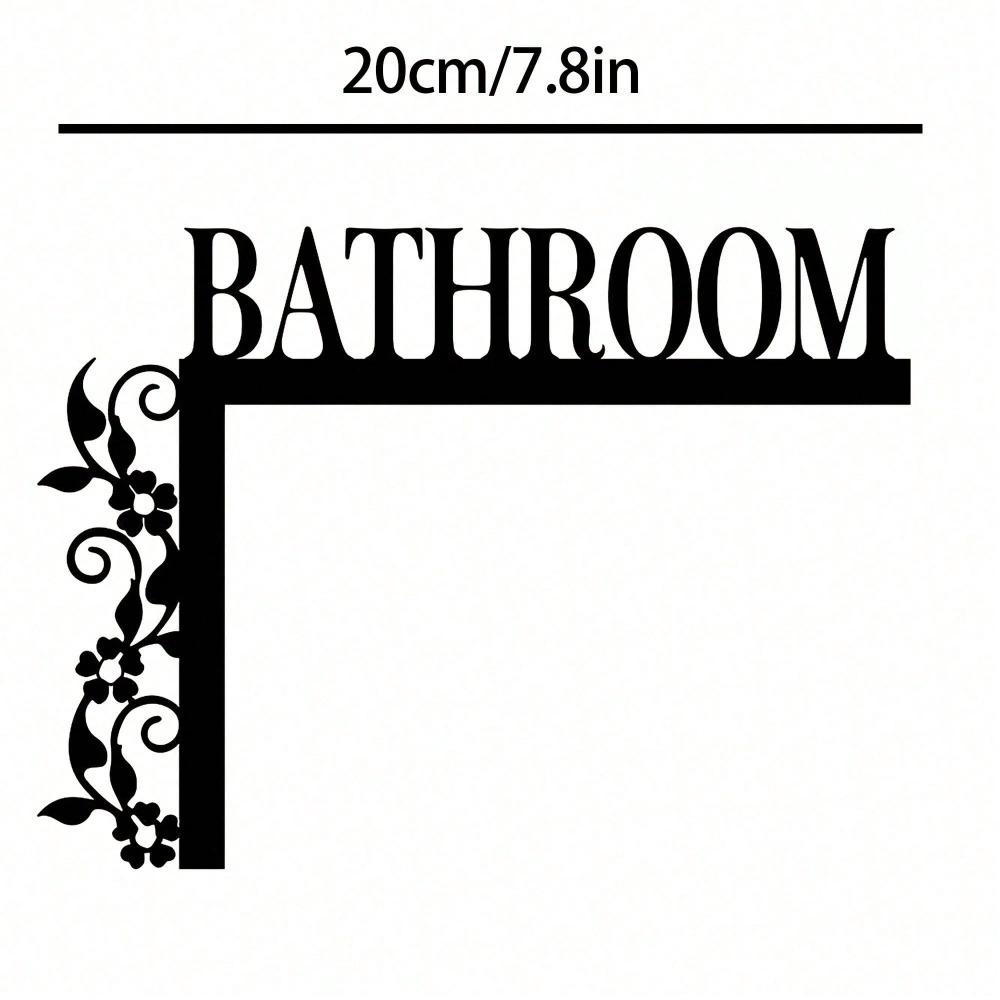 

Metal Floral Bathroom Sign Iron Wall Plaque Home Decor one-size чорний