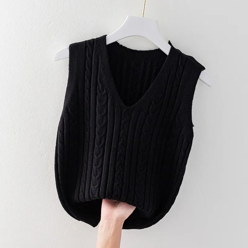 Women's Spring and Autumn Knitted Outer Vest Solid Color Sleeveless Sweater