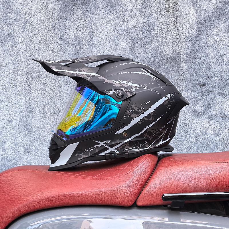 LVS Adult motocross helmet full face cross helmet with 800 off road helmets dot authentication dual lens matching