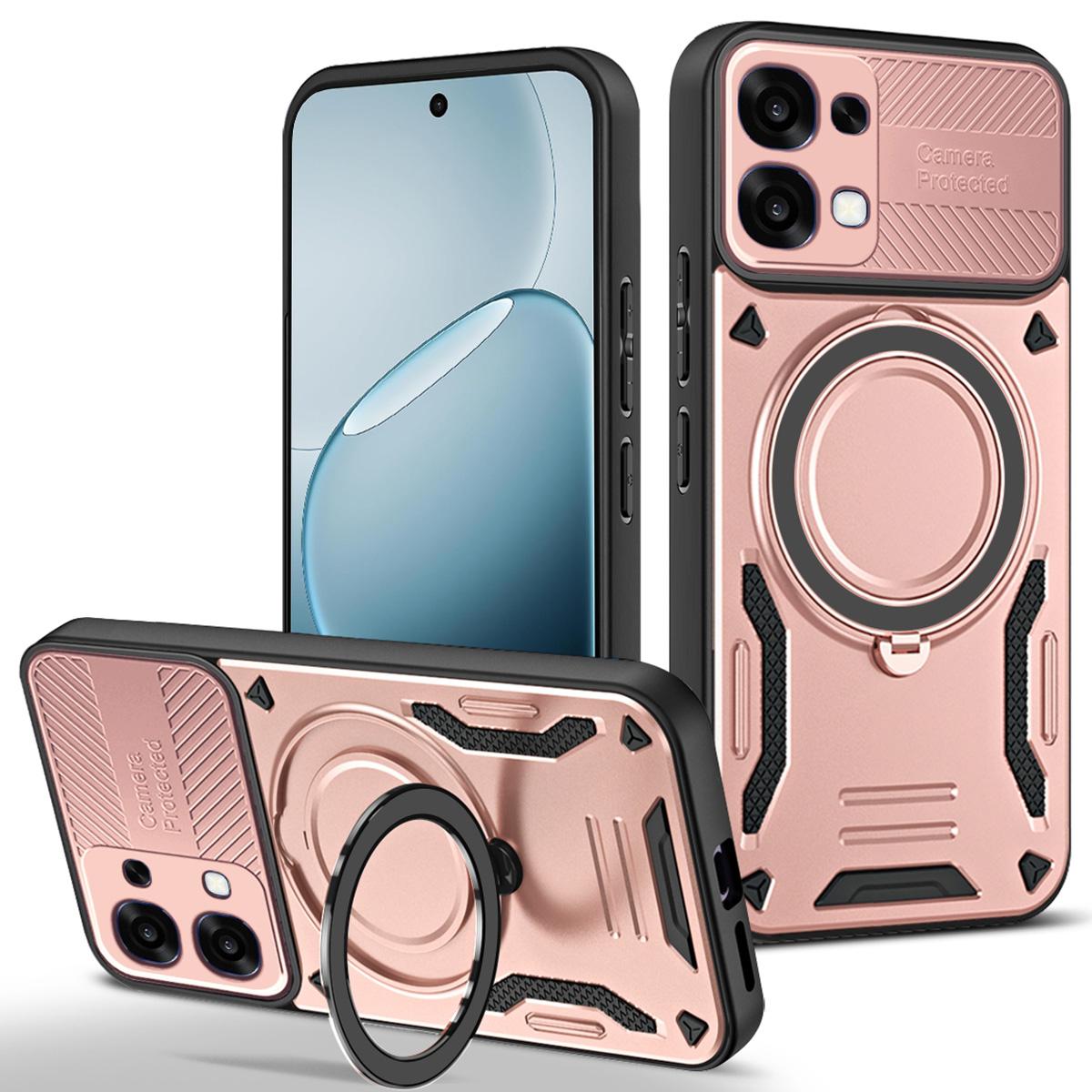 

Для Oppo A6 Pro 5G Магнітний чохол Ударостійкий TPU + PC Задня кришка телефону з підставкою