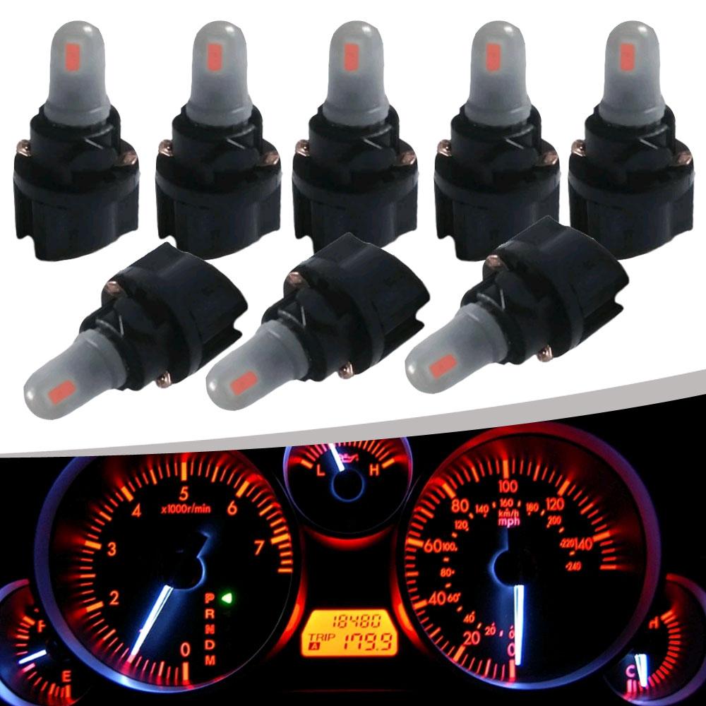 10Pcs Car LED Bulb Dashboard T5 T6.5 W1.2W Instrument Lighting12V 3000K 6000K White Red Ice Blue Auto Panel Lights Accessories