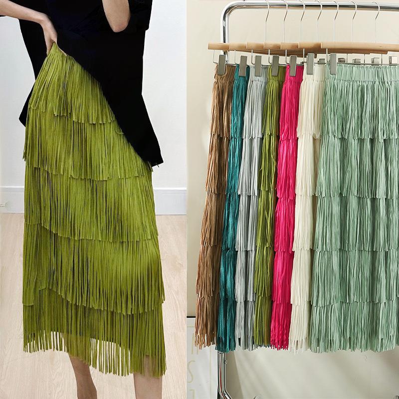 

Retro Layered Tassel Skirt: Cross-Border Drape & Dynamic Style One Size
