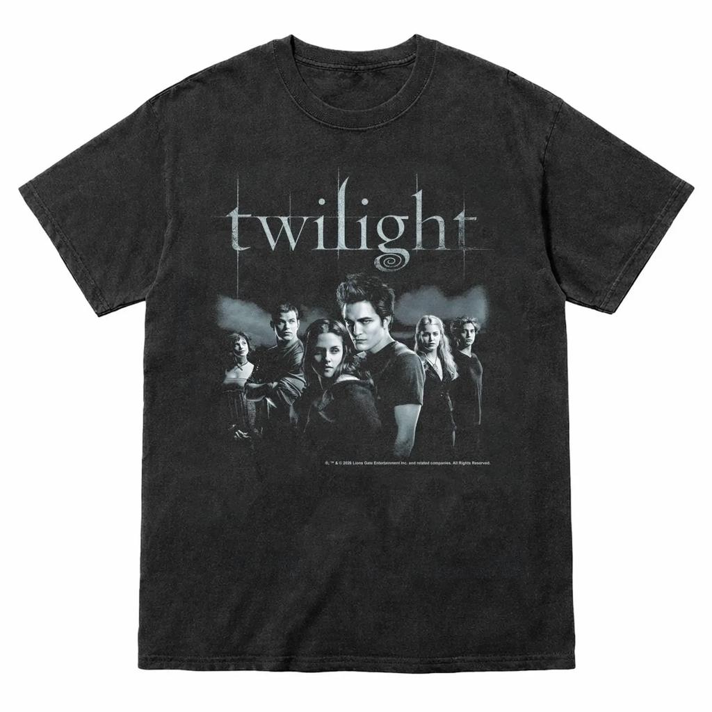 Twilight Saga Black Amp White Photo Jacob Bella Edward Movie T Shirt Vintage Washed Homme Casual Top For Everyday Wear