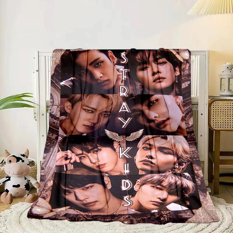 K-pop Group Poses Blanket Flannel Blanket for bed, sofa, Camping, Hiking, Picnic Essentials, gift for family Fan gifts