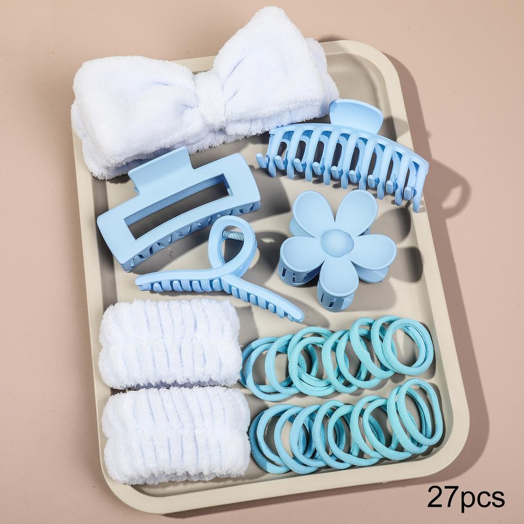 27pcs/set Women's Flowers Hair Claw Clips Hairband Set Headband Velvet Hair Hoop Wristband For Washing Face Skincare Makeup Wear