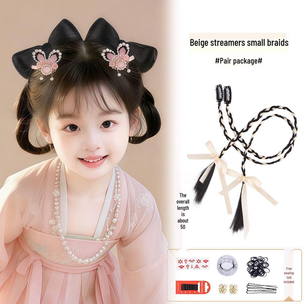 Children's Hanfu Hair Bun Pad – Bow Styling Accessory for Girls