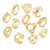12Pcs/Set Exaggerated Irregular Heart-Shaped Rings for Women Vintage Metal Water Drop Open Rings Set Daily Jewelry Gift