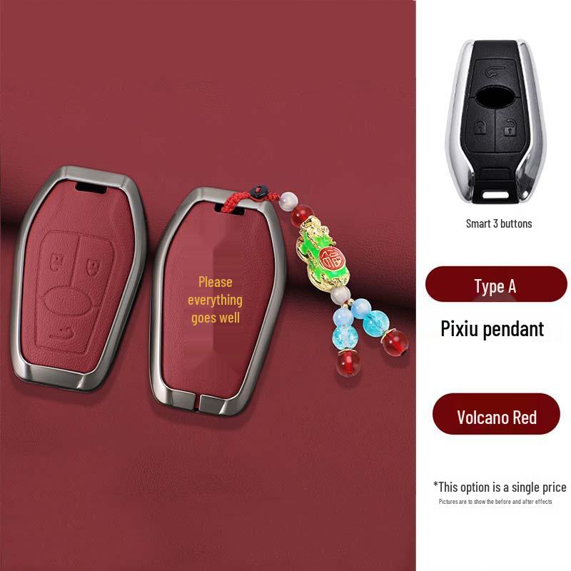 Genuine Leather Metal Key Holder for Southeast Lingzhi V5 V6 Folding Remote Key
