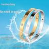 Women's Four-Leaf Clover Titanium Steel Bracelet with Inlaid Diamonds - Fashionable, Non-Fading Jewelry
