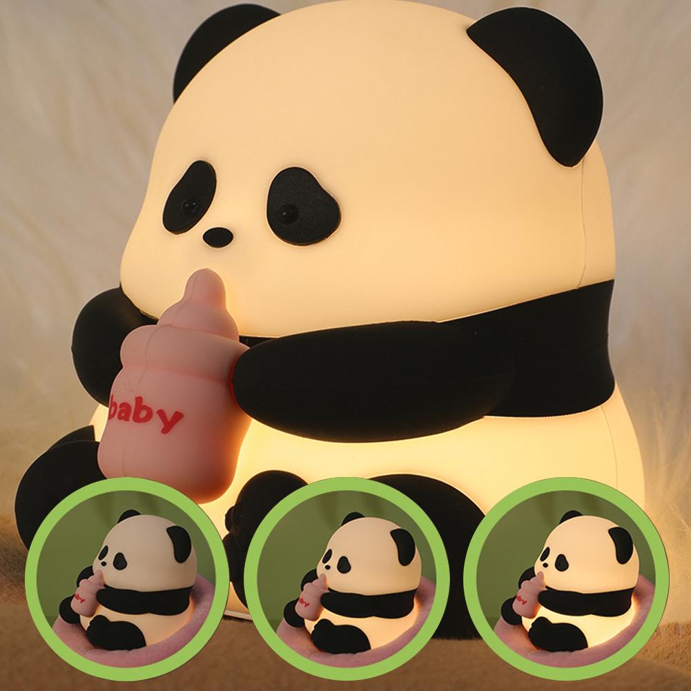 Cute Panda Silicone Lamp USB Rechargeable Timing Pat Sensor LED Night Light Bedside Decor Kids Birthday Gift