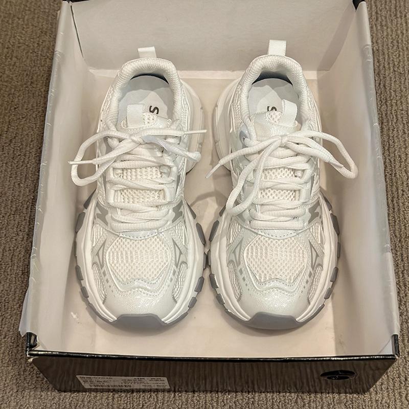 

Кроссовки на толстой подошве, жареные, уличные, папины, детские, новые, осенние, универсальные, увеличивающие рост, дышащие, легкие, повседневные, спортивные 40 белый