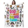 1pc God Quote Flannel Blanket with Verse & Colorful Cartoon Characters, Soft Warm Bedspread for S, All-Season Cozy Bed Cover for Living Room, Bed, Sof